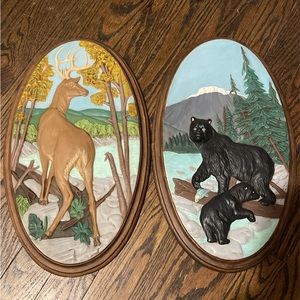 Vintage 1970s Holland Wall Hanging Bucks and Bears Heavy Ceramic
